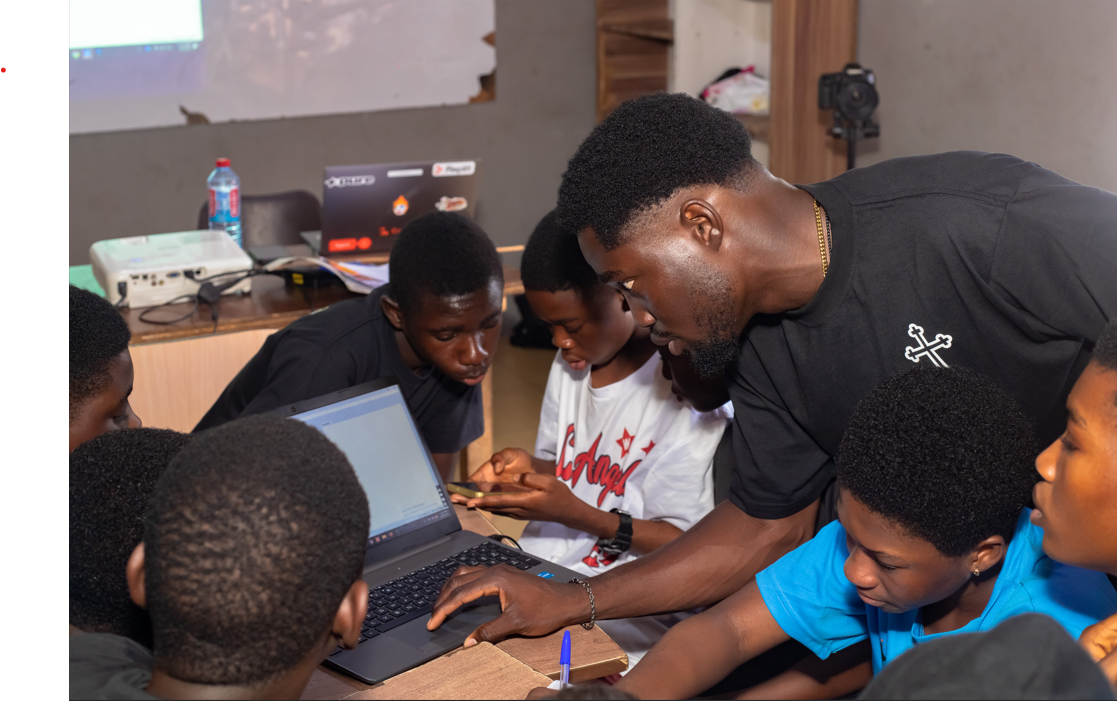 Calvin with a group of students